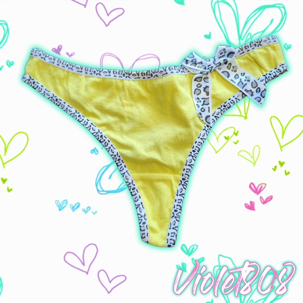 [M] Yellow Leopard Print G-String Thong